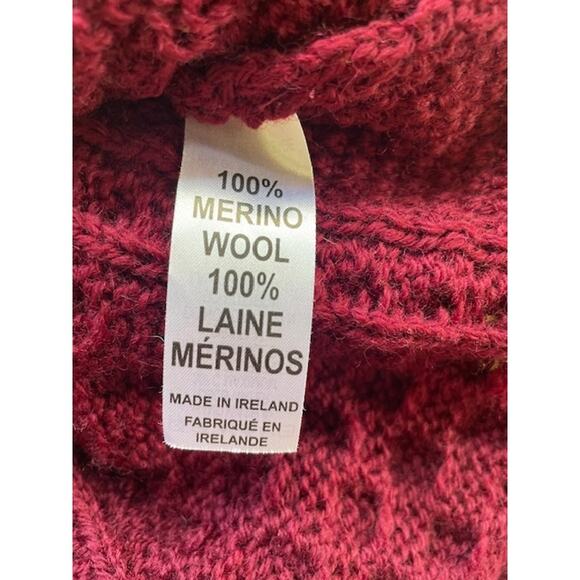 Inis Crafts Irish 100% Merino Wool Long Cardigan Women's‎ Size Medium Burgundy - Picture 6 of 6